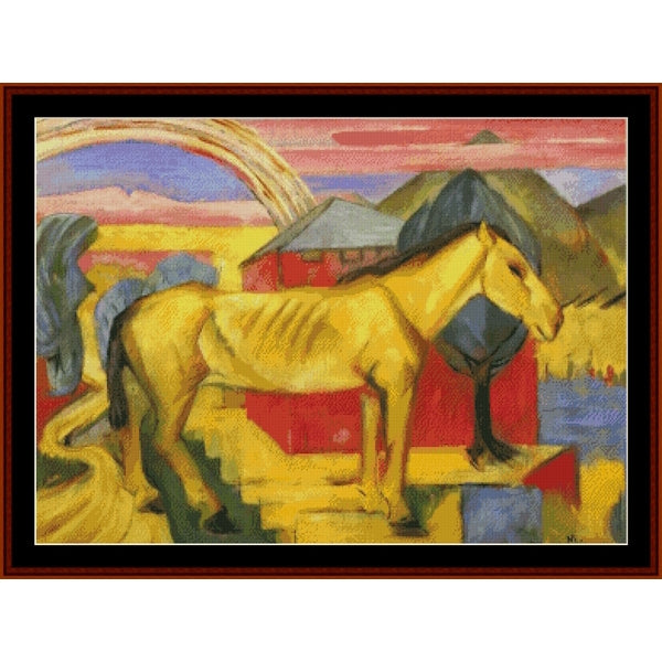 Counted Cross Stitch Pattern: Long Yellow Horse by Franz Marc – Cross Stitch Collectibles