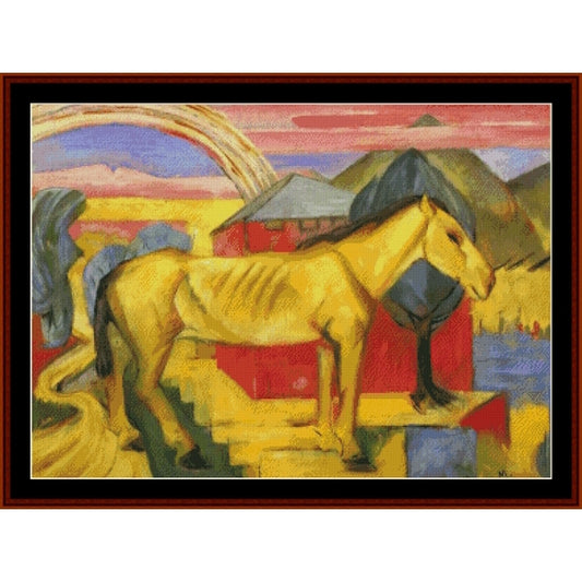 Counted Cross Stitch Pattern: Long Yellow Horse by Franz Marc – Cross Stitch Collectibles