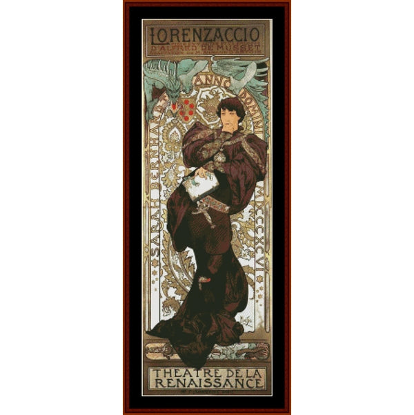 Counted Cross Stitch Pattern: Lorenzaccio by- Alphonse Mucha – Cross Stitch Collectibles