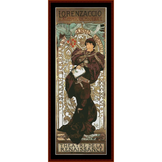 Counted Cross Stitch Pattern: Lorenzaccio by- Alphonse Mucha – Cross Stitch Collectibles