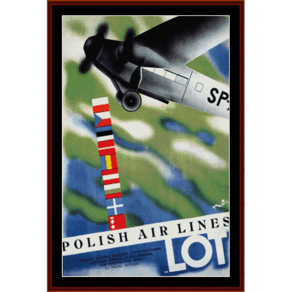 Counted Cross Stitch Pattern: Lot, Polish Airlines, Vintage Poster – Cross Stitch Collectibles