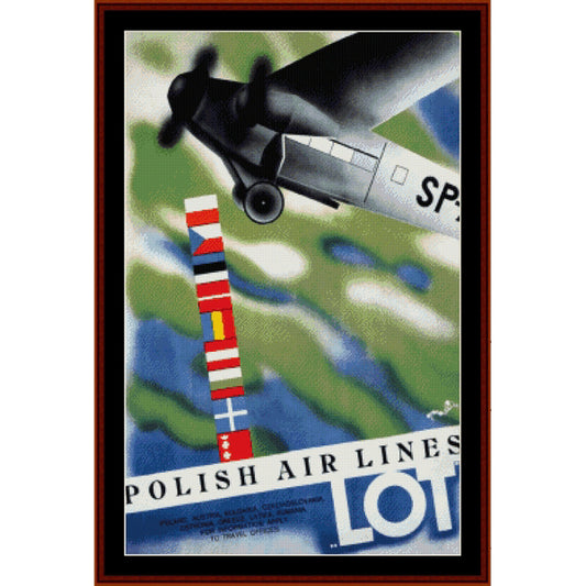 Counted Cross Stitch Pattern: Lot, Polish Airlines, Vintage Poster – Cross Stitch Collectibles