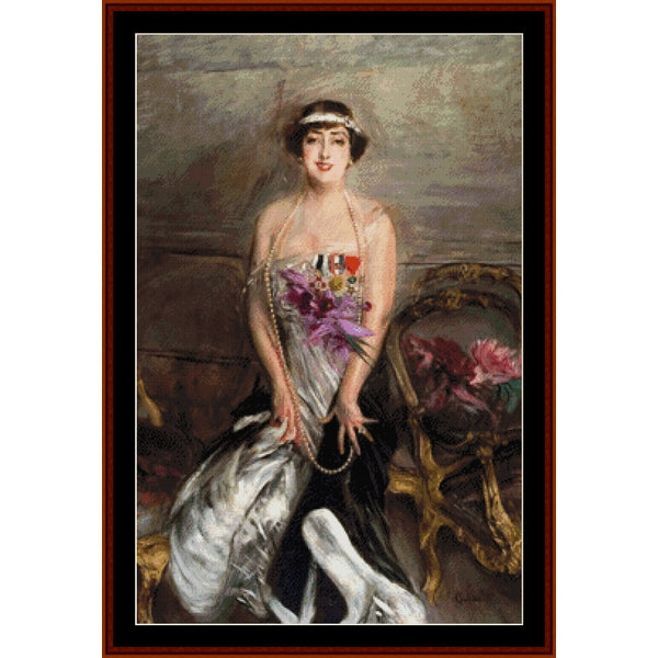 Counted Cross Stitch Pattern: Madame LeClanche by Giovanni Boldini – Cross Stitch Collectibles