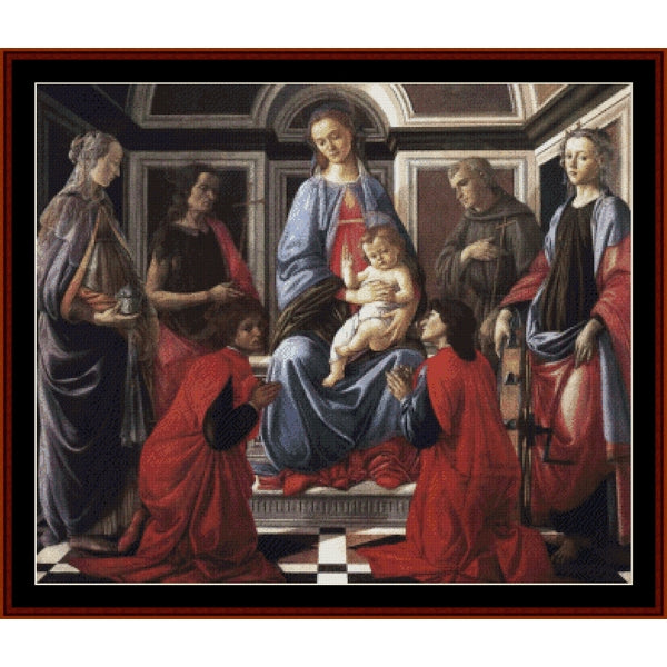 Counted Cross Stitch Pattern: Madonna & Child with Six Saints by Sandro Botticelli – Cross Stitch Collectibles