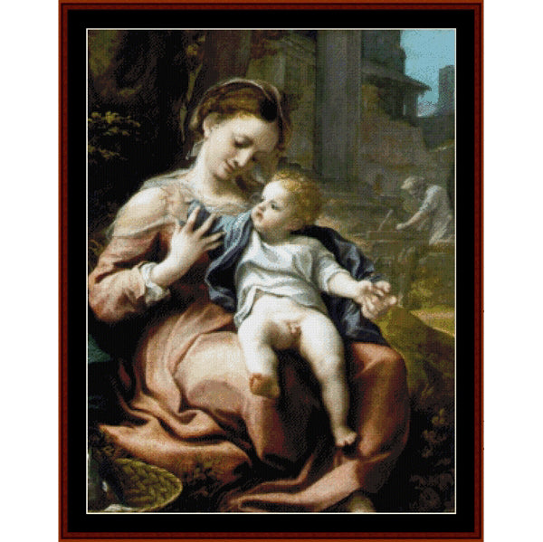 Counted Cross Stitch Pattern: Madonna of the Basket by Correggio – Cross Stitch Collectibles