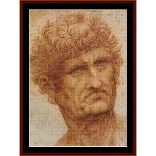 Counted Cross Stitch Pattern: Male Head by Leonardo da Vinci – Cross Stitch Collectibles