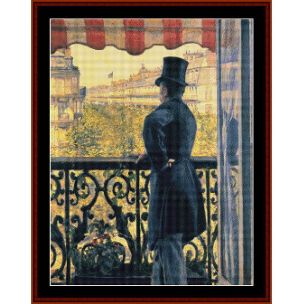 Counted Cross Stitch Pattern: Man on Balcony by Gustave Caillebotte – Cross Stitch Collectibles
