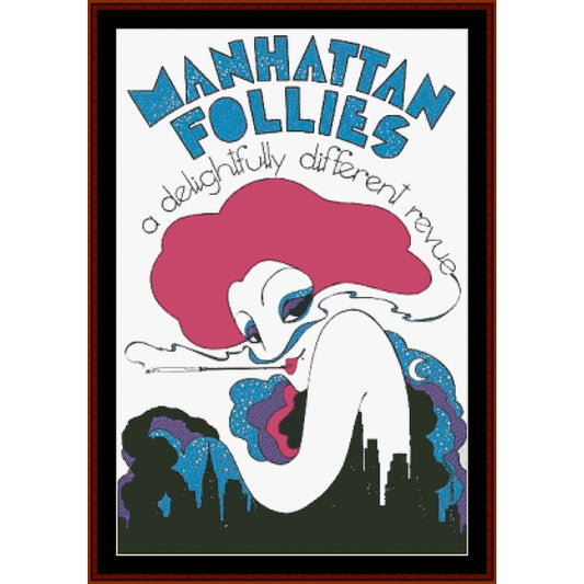 Counted Cross Stitch Pattern: Manhattan Follies, Vintage Poster - Cross Stitch Collectibles