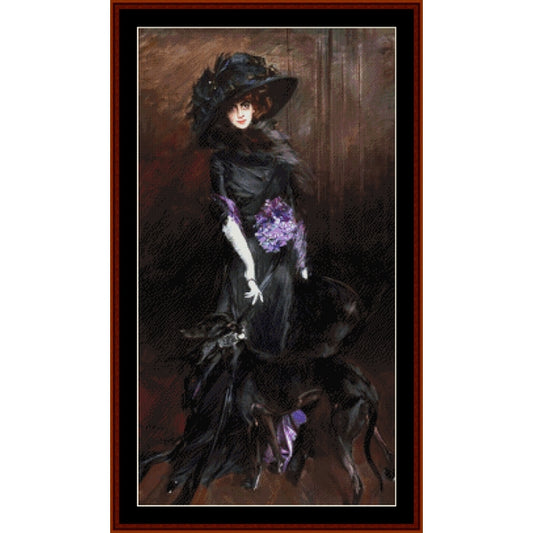 Counted Cross Stitch Pattern: Marchesa Luisa Casati by Giovanni Boldini - Cross Stitch Collectibles