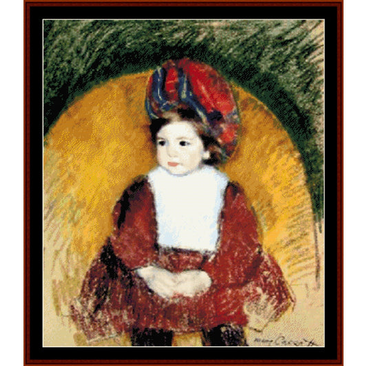 Counted Cross Stitch Pattern: Margot in Somber Red by Mary Cassatt - Cross Stitch Collectibles