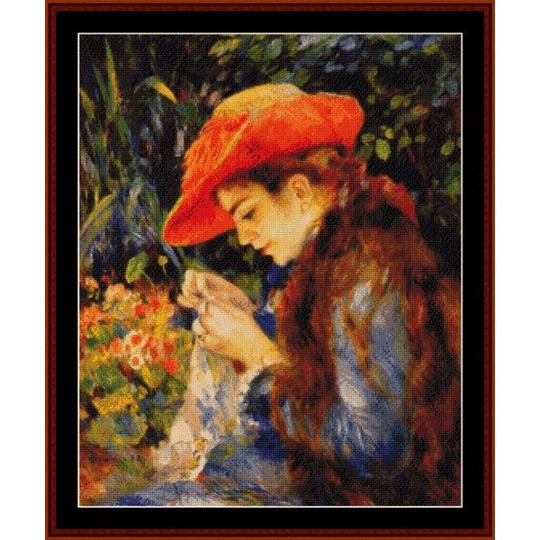 Counted Cross Stitch Pattern: Marie Therese Sewing by Pierre Auguste Renoir - Cross Stitch Collectibles