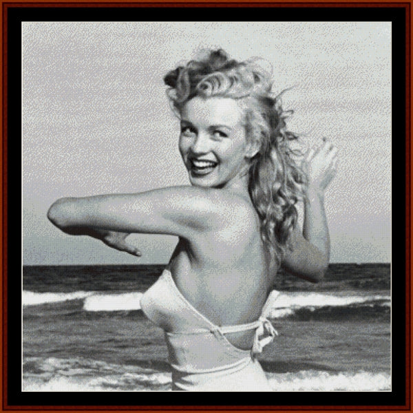 Counted Cross Stitch Pattern: Marilyn at the Beach, Marilyn Monroe - Cross Stitch Collectibles