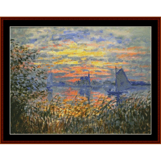 Counted Cross Stitch Pattern: Marine View at Sunset by Claude Monet - Cross Stitch Collectibles