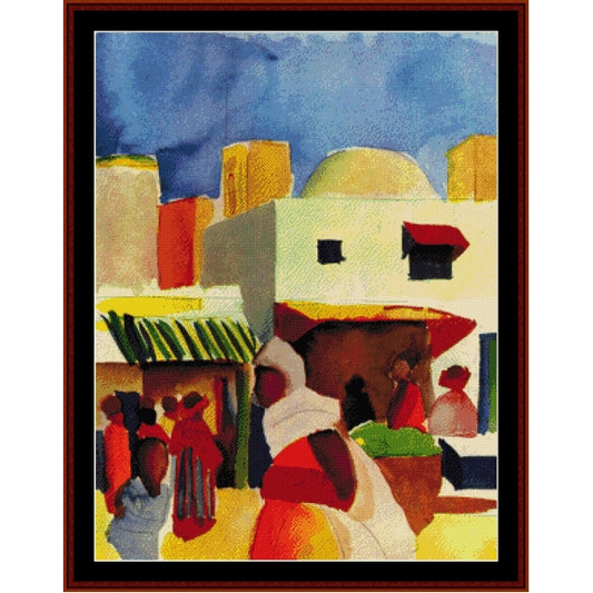Counted Cross Stitch Pattern: Market in Algiers by August Macke - Cross Stitch Collectibles