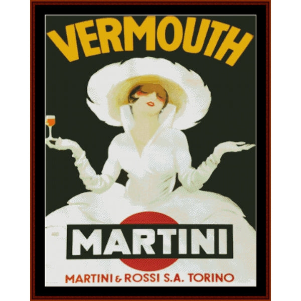 Counted Cross Stitch Pattern: Martini-Rossi Torino, Vintage Poster - Cross Stitch Collectibles