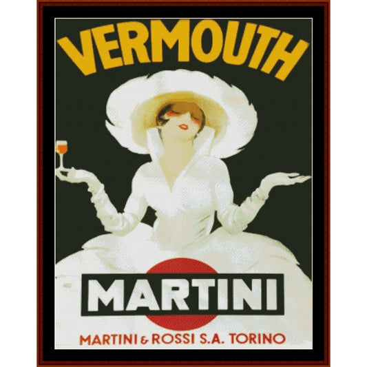 Counted Cross Stitch Pattern: Martini-Rossi Torino, Vintage Poster - Cross Stitch Collectibles
