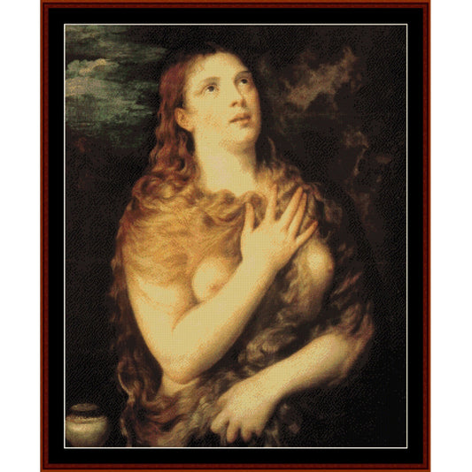 Counted Cross Stitch Pattern: Mary Magdalene Repentant by Titian - Cross Stitch Collectibles