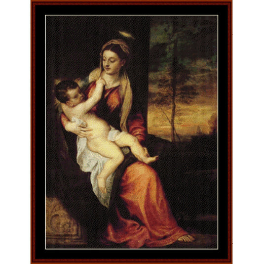Counted Cross Stitch Pattern: Mary with the Christ Child by Titian - Cross Stitch Collectibles