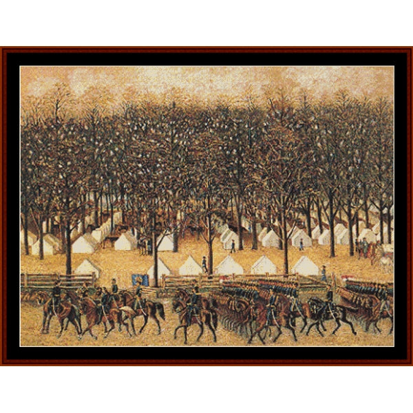Counted Cross Stitch Pattern: McLellan Drilling the Troops - Cross Stitch Collectibles