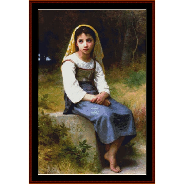 Counted Cross Stitch Pattern: Meditation, 1885 by William Bouguereau - Cross Stitch Collectibles