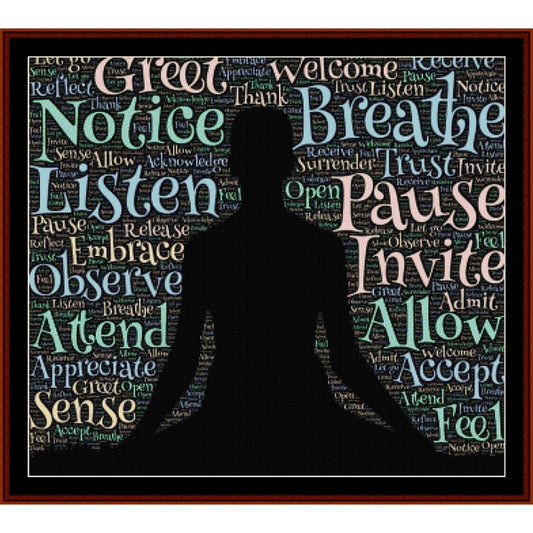 Counted Cross Stitch Pattern: Meditation, Word Art - Cross Stitch Collectibles