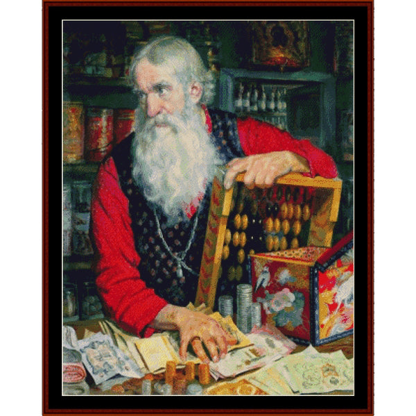 Counted Cross Stitch Pattern: Merchant, 1918 by Boris Kustodiev - Cross Stitch Collectibles