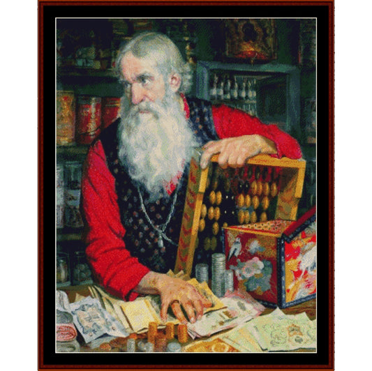 Counted Cross Stitch Pattern: Merchant, 1918 by Boris Kustodiev - Cross Stitch Collectibles