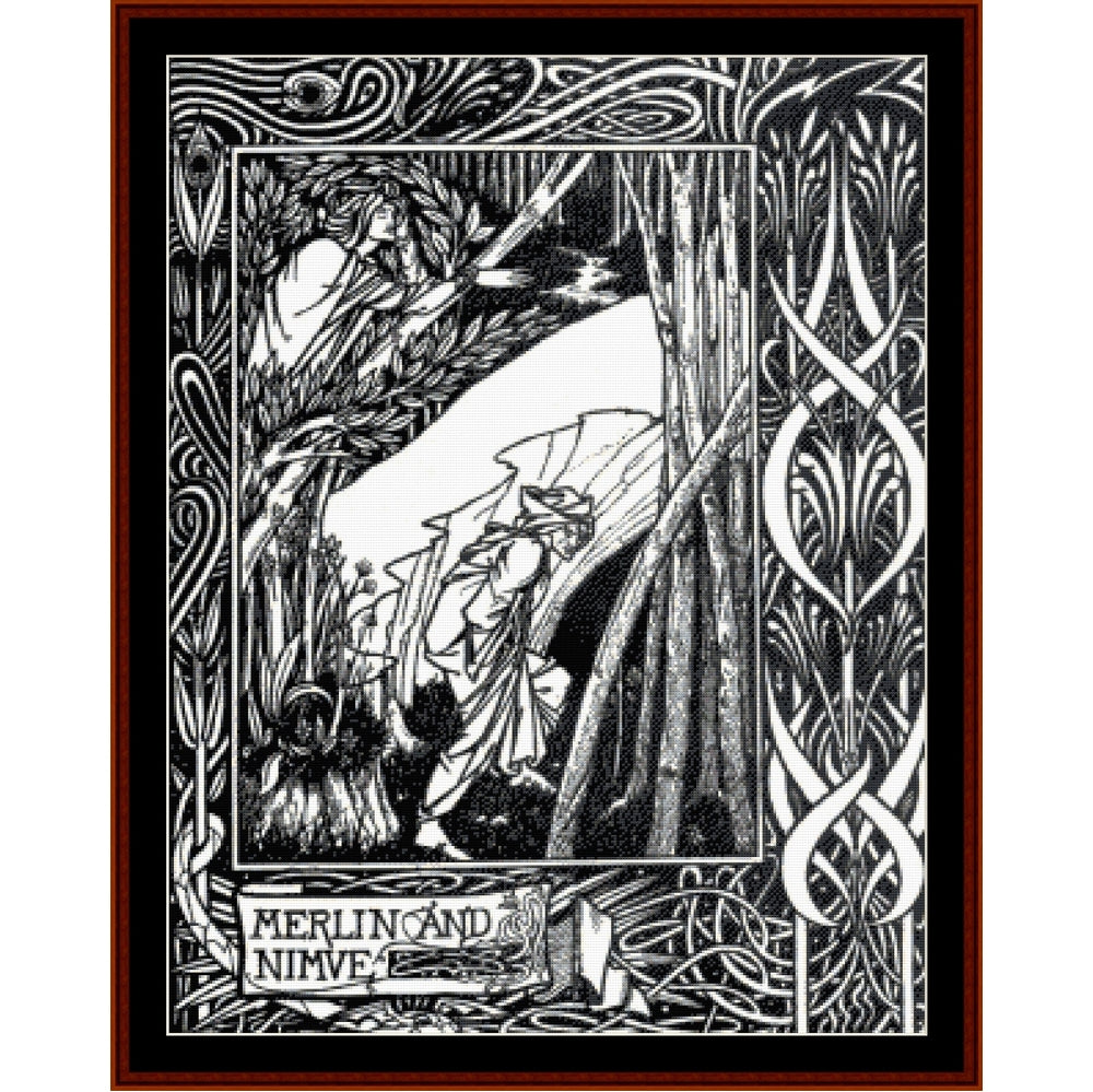 Counted Cross Stitch Pattern: Merlin and Nimue by Aubrey Beardsley - Cross Stitch Collectibles
