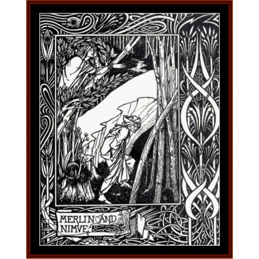 Counted Cross Stitch Pattern: Merlin and Nimue by Aubrey Beardsley - Cross Stitch Collectibles