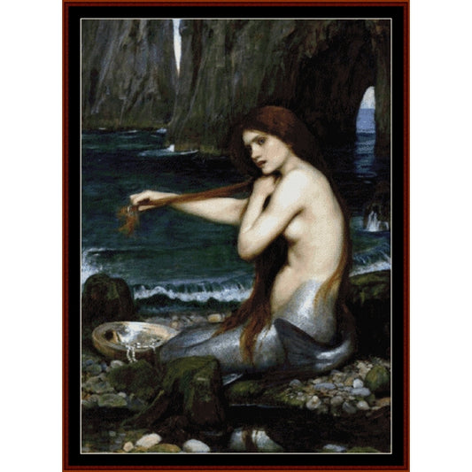 Counted Cross Stitch Pattern: Mermaid by J.W. Waterhouse - Cross Stitch Collectibles