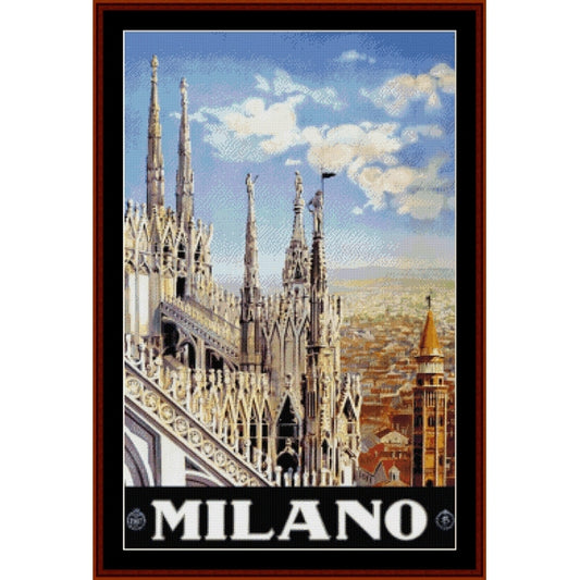 Counted Cross Stitch Pattern: Milano, Vintage Poster - Cross Stitch Collectibles