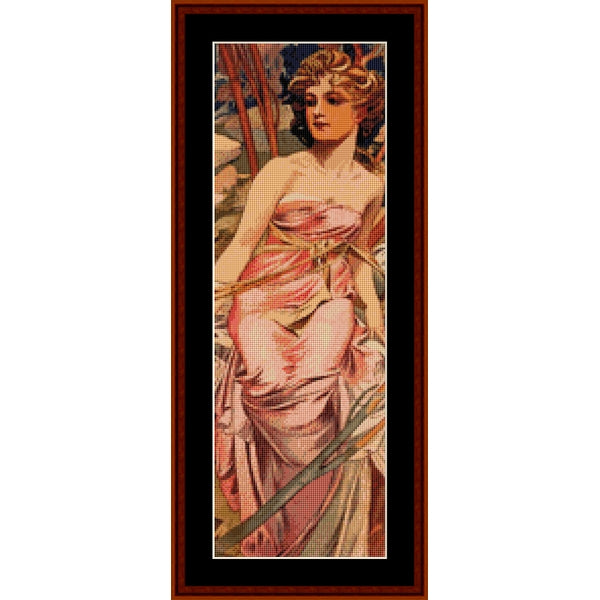 Counted Cross Stitch Pattern: Morning Awakening - Alphonse Mucha 
