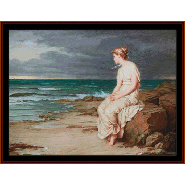 Counted Cross Stitch Pattern: Miranda, 1875 by J.W. Waterhouse - Cross Stitch Collectibles