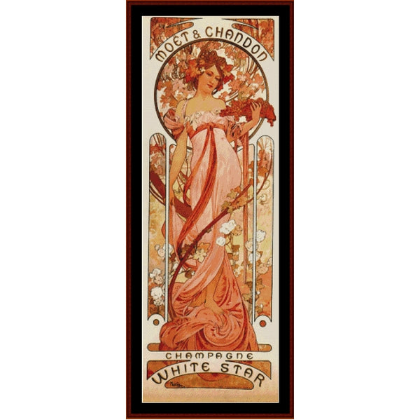 Counted Cross Stitch Pattern: Moet & Chandon, White Star by Alphonse Mucha - Cross Stitch Collectibles