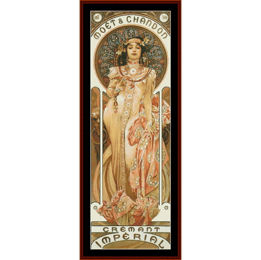 Counted Cross Stitch Pattern: Moet and Chandon 1899 by Alphonse Mucha - Cross Stitch Collectibles