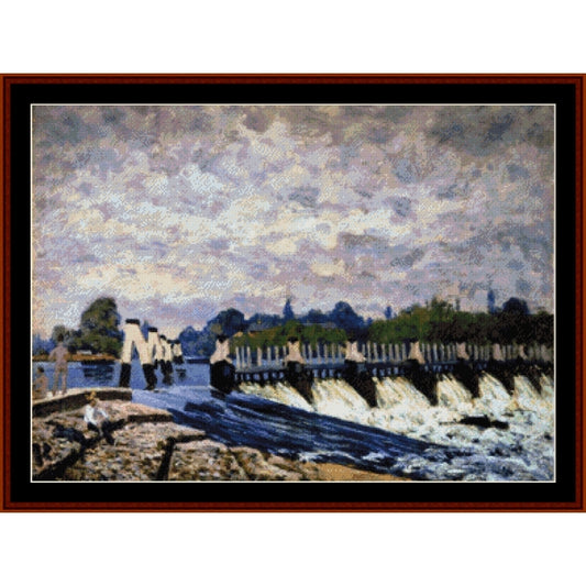 Counted Cross Stitch Pattern: Molesley Weir by Alfred Sisley - Cross Stitch Collectibles