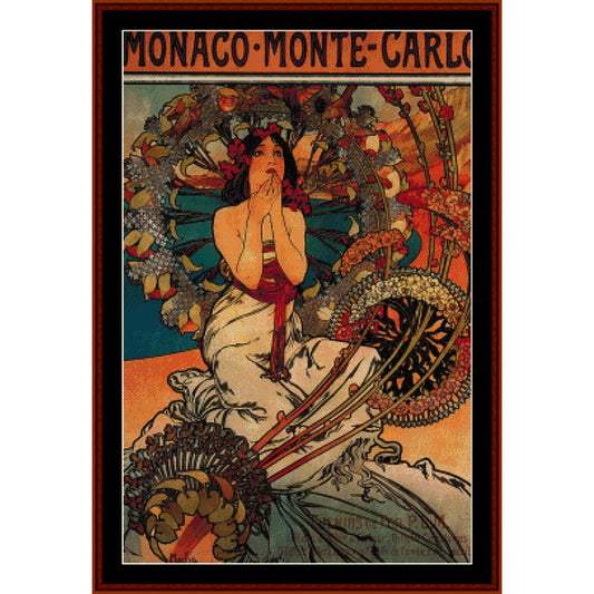 Counted Cross Stitch Pattern: Monaco, Monte Carlo by Alphonse Mucha - Cross Stitch Collectibles