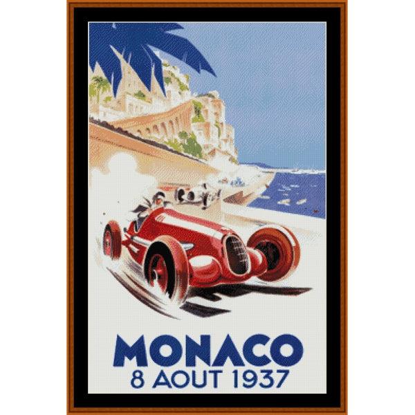 Counted Cross Stitch Pattern: Monaco, Vintage Poster - Cross Stitch Collectibles