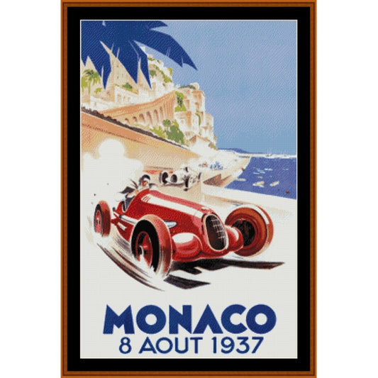 Counted Cross Stitch Pattern: Monaco, Vintage Poster - Cross Stitch Collectibles