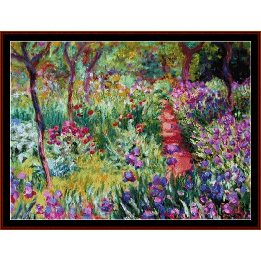 Counted Cross Stitch Pattern: Monet's Garden, Poster-size by Claude Monet - Cross Stitch Collectibles