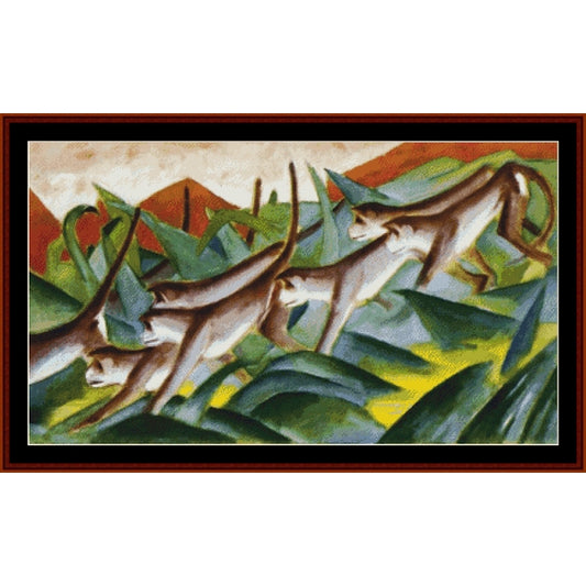 Counted Cross Stitch Pattern: Monkey Frieze by Franz Marc - Cross Stitch Collectibles