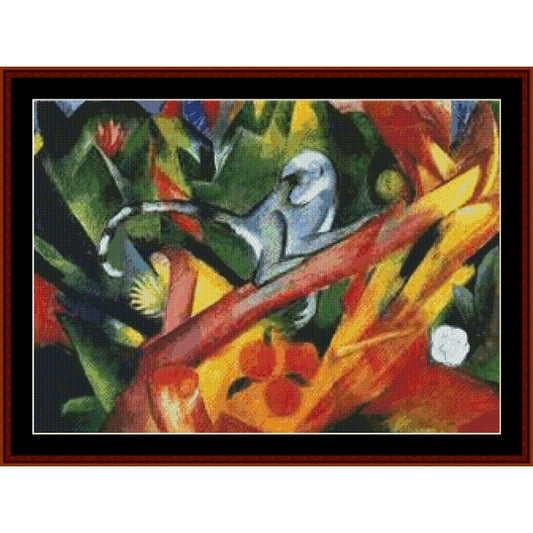 Counted Cross Stitch Pattern: Monkey by Franz Marc - Cross Stitch Collectibles