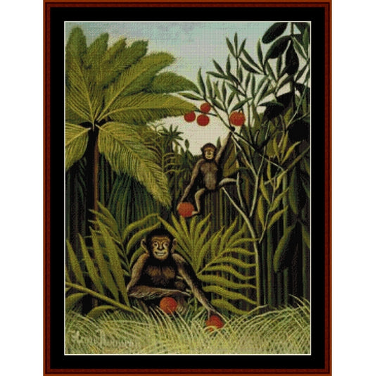 Counted Cross Stitch Pattern: Monkeys in the Jungle by Henri Rousseau - Cross Stitch Collectibles