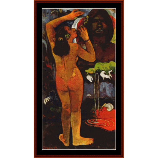Counted Cross Stitch Pattern: Moon Goddess Te Fatu by Paul Gauguin - Cross Stitch Collectibles