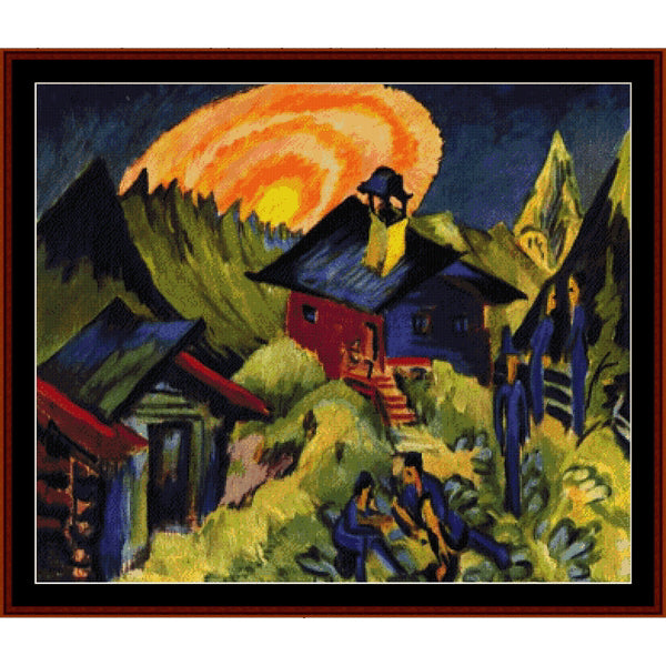 Counted Cross Stitch Pattern: Moon Rising by E.L. Kirchner - Cross Stitch Collectibles