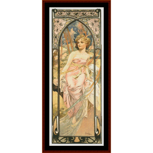 Counted Cross Stitch Pattern: Morning Awakening by Alphonse Mucha - Cross Stitch Collectibles