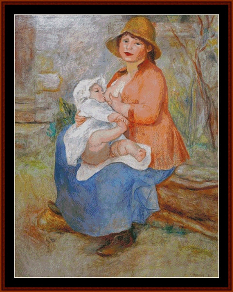 Counted Cross Stitch Pattern: Mother Nursing Her Child by Pierre Auguste Renoir - Cross Stitch Collectibles