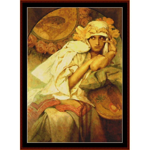 Counted Cross Stitch Pattern: Muse by Alphonse Mucha- Cross Stitch Collectibles