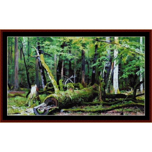 Counted Cross Stitch Pattern: Oak in the Biolwezka Forest by Ivan Shishkin - Cross Stitch Collectibles