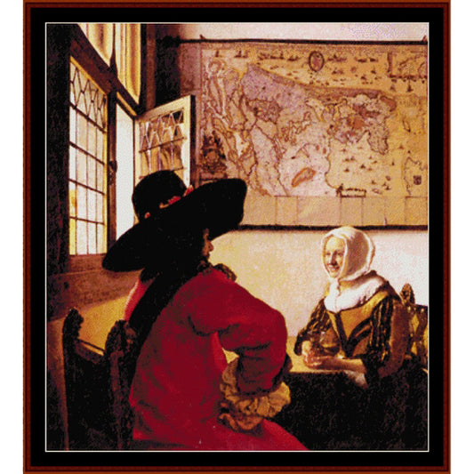 Counted Cross Stitch Pattern: Officer and Laughing Girl by Johannes Vermeer - Cross Stitch Collectibles